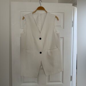 Women's Cream Sleeveless Blazer Vest